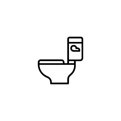 Toilet icon to communicate #INVISIBLEPOOBAG is flushable