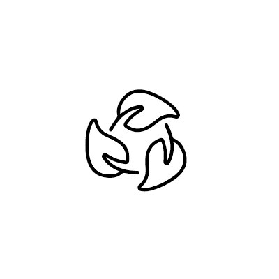 Three leafs icon forming a recycling circle