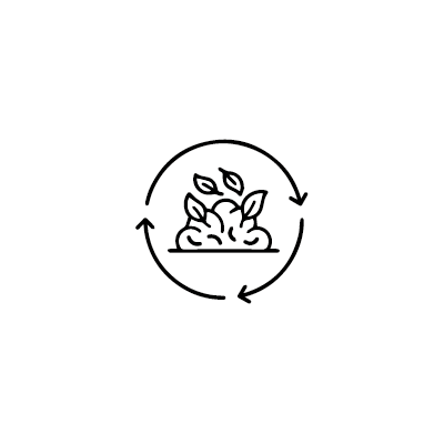 Leafs buried in the soil icon to perform composting