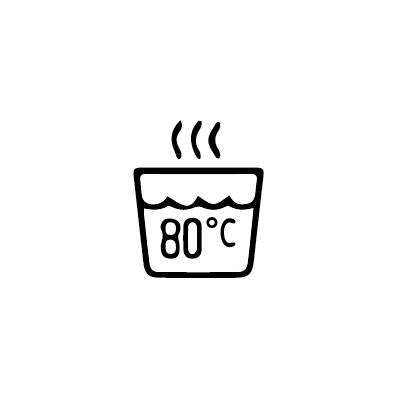 Water soluble icon at 80 degree celsius