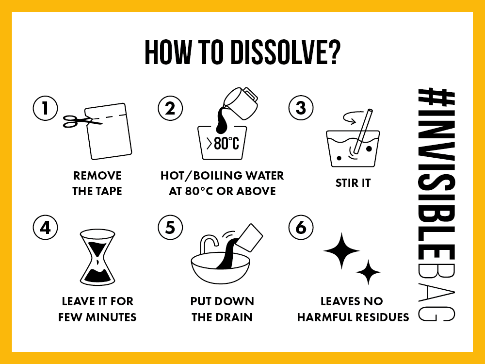 Read #INVISIBLEBAG Tent Card and learn how to dissolve in six steps
