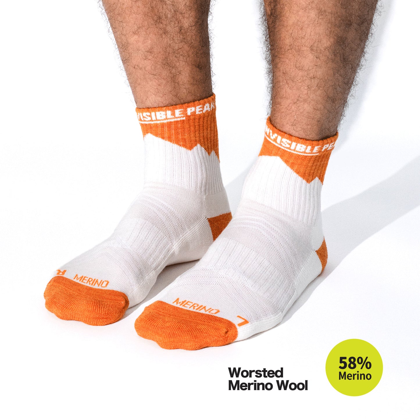 Invisible Merino Socks with 58% Worsted Merino Wool