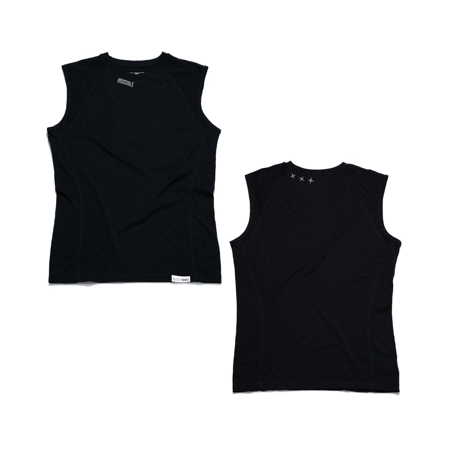 Invisible Trail Merino Tank Top Black Front and Back